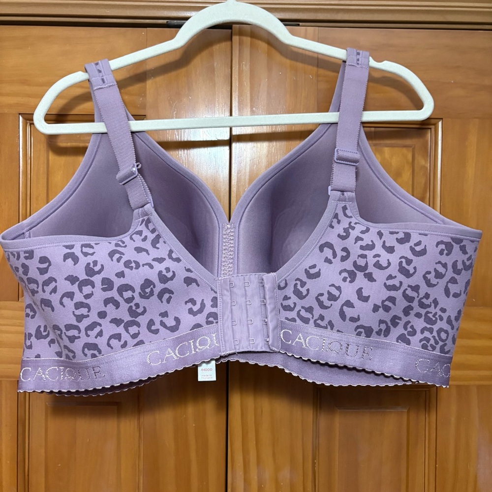 Cacique Mauve Leopard Wireless Full-Coverage Bra EUC 44DDD - Picture 2 of 5